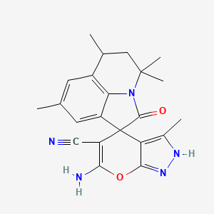 molecular formula C22H23N5O2 B4128794 6-amino-3,4',4',6',8'-pentamethyl-2'-oxo-5',6'-dihydro-1H,4'H-spiro[pyrano[2,3-c]pyrazole-4,1'-pyrrolo[3,2,1-ij]quinoline]-5-carbonitrile 