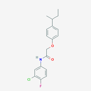 molecular formula C18H19ClFNO2 B4128801 2-(4-sec-butylphenoxy)-N-(3-chloro-4-fluorophenyl)acetamide 