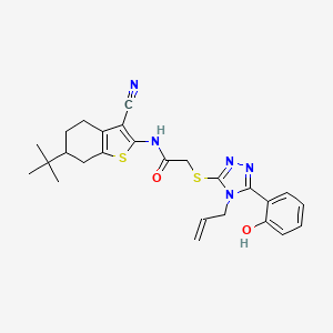molecular formula C26H29N5O2S2 B4128833 2-{[4-allyl-5-(2-hydroxyphenyl)-4H-1,2,4-triazol-3-yl]thio}-N-(6-tert-butyl-3-cyano-4,5,6,7-tetrahydro-1-benzothien-2-yl)acetamide 