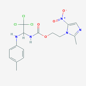 2-{5-nitro-2-methyl-1H-imidazol-1-yl}ethyl 2,2,2-trichloro-1-(4-toluidino)ethylcarbamate