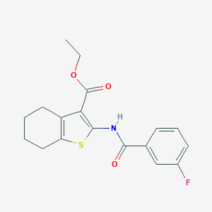 molecular formula C18H18FNO3S B412886 Ethyl 2-[(3-fluorobenzoyl)amino]-4,5,6,7-tetrahydro-1-benzothiophene-3-carboxylate 
