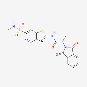 molecular formula C20H18N4O5S2 B4128876 N-{6-[(dimethylamino)sulfonyl]-1,3-benzothiazol-2-yl}-2-(1,3-dioxo-1,3-dihydro-2H-isoindol-2-yl)propanamide 