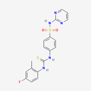 molecular formula C18H16FN5O2S2 B4128890 4-({[(4-fluoro-2-methylphenyl)amino]carbonothioyl}amino)-N-2-pyrimidinylbenzenesulfonamide 