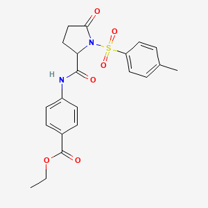 molecular formula C21H22N2O6S B4128894 ethyl 4-({1-[(4-methylphenyl)sulfonyl]-5-oxoprolyl}amino)benzoate 