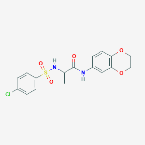 molecular formula C17H17ClN2O5S B4128900 N~2~-[(4-chlorophenyl)sulfonyl]-N~1~-(2,3-dihydro-1,4-benzodioxin-6-yl)alaninamide 