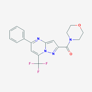 molecular formula C18H15F3N4O2 B412891 2-(4-Morpholinylcarbonyl)-5-phenyl-7-(trifluoromethyl)pyrazolo[1,5-a]pyrimidine 