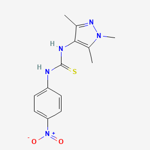 molecular formula C13H15N5O2S B4128939 N-(4-nitrophenyl)-N'-(1,3,5-trimethyl-1H-pyrazol-4-yl)thiourea 