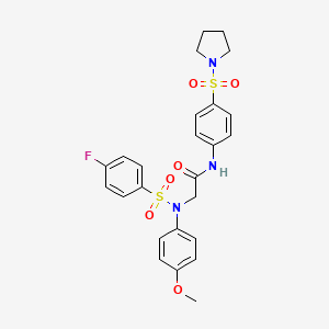 molecular formula C25H26FN3O6S2 B4128965 N~2~-[(4-fluorophenyl)sulfonyl]-N~2~-(4-methoxyphenyl)-N~1~-[4-(1-pyrrolidinylsulfonyl)phenyl]glycinamide 