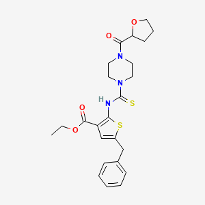 molecular formula C24H29N3O4S2 B4128977 ethyl 5-benzyl-2-({[4-(tetrahydro-2-furanylcarbonyl)-1-piperazinyl]carbonothioyl}amino)-3-thiophenecarboxylate 