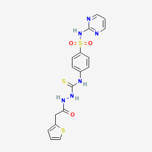molecular formula C17H16N6O3S3 B4128982 N-{4-[(2-pyrimidinylamino)sulfonyl]phenyl}-2-(2-thienylacetyl)hydrazinecarbothioamide 