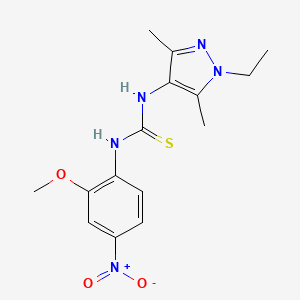 molecular formula C15H19N5O3S B4128996 N-(1-ethyl-3,5-dimethyl-1H-pyrazol-4-yl)-N'-(2-methoxy-4-nitrophenyl)thiourea 