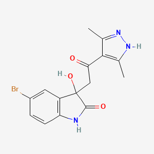 molecular formula C15H14BrN3O3 B4129022 5-bromo-3-[2-(3,5-dimethyl-1H-pyrazol-4-yl)-2-oxoethyl]-3-hydroxy-1,3-dihydro-2H-indol-2-one 