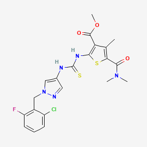 molecular formula C21H21ClFN5O3S2 B4129069 methyl 2-[({[1-(2-chloro-6-fluorobenzyl)-1H-pyrazol-4-yl]amino}carbonothioyl)amino]-5-[(dimethylamino)carbonyl]-4-methyl-3-thiophenecarboxylate 