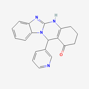 molecular formula C19H16N4O B4129080 12-(3-pyridinyl)-3,4,5,12-tetrahydrobenzimidazo[2,1-b]quinazolin-1(2H)-one 