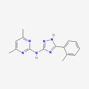 molecular formula C15H16N6 B4129127 4,6-dimethyl-N-[5-(2-methylphenyl)-1H-1,2,4-triazol-3-yl]-2-pyrimidinamine 