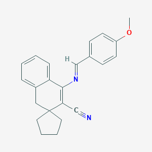 molecular formula C23H22N2O B412922 1-[(4-methoxyphenyl)methylideneamino]spiro[4H-naphthalene-3,1'-cyclopentane]-2-carbonitrile CAS No. 302799-09-3