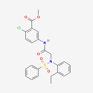 molecular formula C24H23ClN2O5S B4129223 methyl 2-chloro-5-{[N-(2-ethylphenyl)-N-(phenylsulfonyl)glycyl]amino}benzoate 