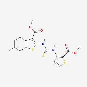 molecular formula C18H20N2O4S3 B4129243 methyl 2-[({[2-(methoxycarbonyl)-3-thienyl]amino}carbonothioyl)amino]-6-methyl-4,5,6,7-tetrahydro-1-benzothiophene-3-carboxylate 