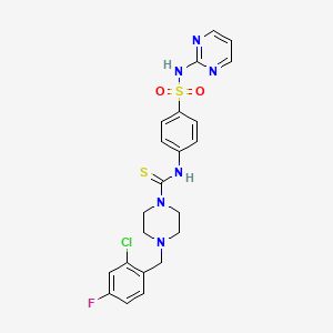 molecular formula C22H22ClFN6O2S2 B4129292 4-(2-chloro-4-fluorobenzyl)-N-{4-[(2-pyrimidinylamino)sulfonyl]phenyl}-1-piperazinecarbothioamide 