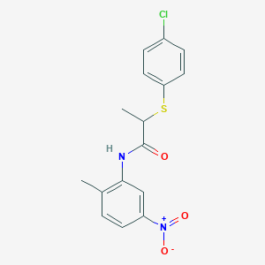 molecular formula C16H15ClN2O3S B4129303 2-[(4-chlorophenyl)thio]-N-(2-methyl-5-nitrophenyl)propanamide 