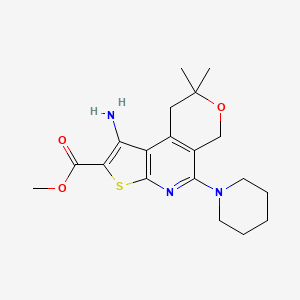 molecular formula C19H25N3O3S B4129333 methyl 1-amino-8,8-dimethyl-5-(1-piperidinyl)-8,9-dihydro-6H-pyrano[4,3-d]thieno[2,3-b]pyridine-2-carboxylate 