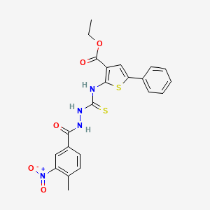 molecular formula C22H20N4O5S2 B4129341 ethyl 2-({[2-(4-methyl-3-nitrobenzoyl)hydrazino]carbonothioyl}amino)-5-phenyl-3-thiophenecarboxylate 