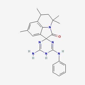 molecular formula C23H26N6O B4129357 4'-amino-6'-anilino-4,4,6,8-tetramethyl-5,6-dihydro-4H,5'H-spiro[pyrrolo[3,2,1-ij]quinoline-1,2'-[1,3,5]triazin]-2-one 