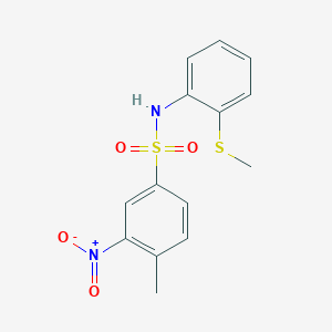 molecular formula C14H14N2O4S2 B4129369 4-methyl-N-[2-(methylthio)phenyl]-3-nitrobenzenesulfonamide 