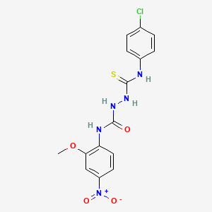 molecular formula C15H14ClN5O4S B4129393 2-{[(4-chlorophenyl)amino]carbonothioyl}-N-(2-methoxy-4-nitrophenyl)hydrazinecarboxamide 