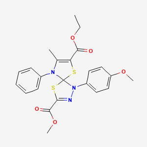 7-ethyl 3-methyl 1-(4-methoxyphenyl)-8-methyl-9-phenyl-4,6-dithia-1,2,9-triazaspiro[4.4]nona-2,7-diene-3,7-dicarboxylate