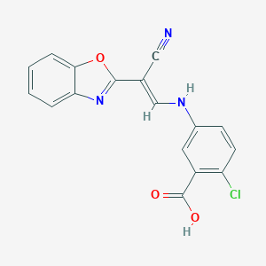 molecular formula C17H10ClN3O3 B412942 5-{[2-(1,3-Benzoxazol-2-yl)-2-cyanovinyl]amino}-2-chlorobenzoic acid 