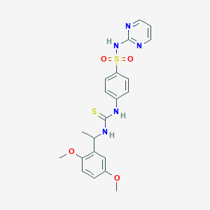 molecular formula C21H23N5O4S2 B4129427 4-[({[1-(2,5-dimethoxyphenyl)ethyl]amino}carbonothioyl)amino]-N-2-pyrimidinylbenzenesulfonamide 