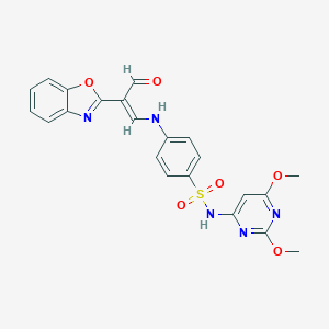 molecular formula C22H19N5O6S B412945 4-{[2-(1,3-benzoxazol-2-yl)-3-oxo-1-propen-1-yl]amino}-N-(2,6-dimethoxy-4-pyrimidinyl)benzenesulfonamide 