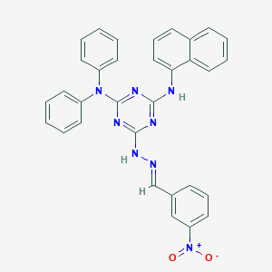 molecular formula C32H24N8O2 B412946 3-Nitrobenzaldehyde [4-(diphenylamino)-6-(1-naphthylamino)-1,3,5-triazin-2-yl]hydrazone 