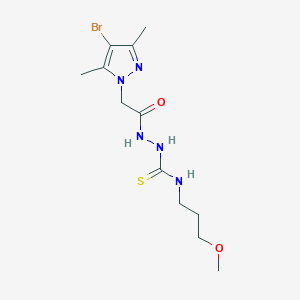 molecular formula C12H20BrN5O2S B4129481 2-[(4-bromo-3,5-dimethyl-1H-pyrazol-1-yl)acetyl]-N-(3-methoxypropyl)hydrazinecarbothioamide 