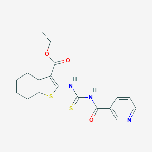 molecular formula C18H19N3O3S2 B412950 Ethyl 2-(pyridine-3-carbonylcarbamothioylamino)-4,5,6,7-tetrahydro-1-benzothiophene-3-carboxylate CAS No. 352639-12-4