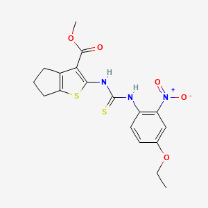 molecular formula C18H19N3O5S2 B4129516 methyl 2-({[(4-ethoxy-2-nitrophenyl)amino]carbonothioyl}amino)-5,6-dihydro-4H-cyclopenta[b]thiophene-3-carboxylate 