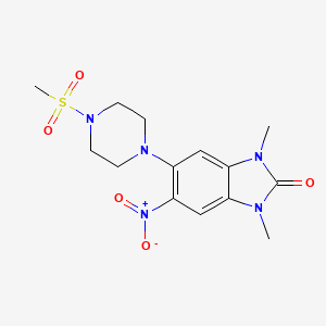 molecular formula C14H19N5O5S B4129525 1,3-dimethyl-5-[4-(methylsulfonyl)-1-piperazinyl]-6-nitro-1,3-dihydro-2H-benzimidazol-2-one 