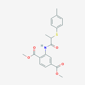 molecular formula C20H21NO5S B4129582 dimethyl 2-({2-[(4-methylphenyl)thio]propanoyl}amino)terephthalate 