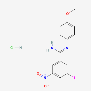 3-iodo-N-(4-methoxyphenyl)-5-nitrobenzenecarboximidamide hydrochloride