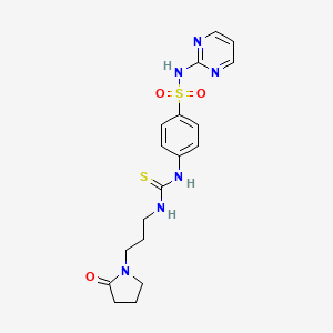 molecular formula C18H22N6O3S2 B4129605 4-[({[3-(2-oxo-1-pyrrolidinyl)propyl]amino}carbonothioyl)amino]-N-2-pyrimidinylbenzenesulfonamide 