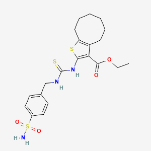 molecular formula C21H27N3O4S3 B4129667 ethyl 2-[({[4-(aminosulfonyl)benzyl]amino}carbonothioyl)amino]-4,5,6,7,8,9-hexahydrocycloocta[b]thiophene-3-carboxylate 