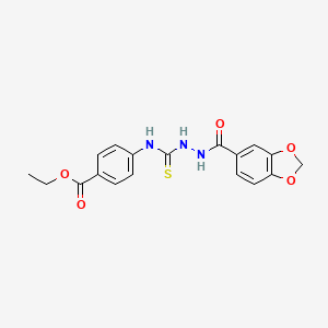 molecular formula C18H17N3O5S B4129668 ethyl 4-({[2-(1,3-benzodioxol-5-ylcarbonyl)hydrazino]carbonothioyl}amino)benzoate 