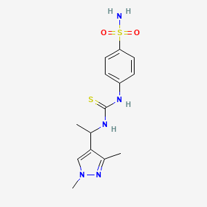 molecular formula C14H19N5O2S2 B4129684 4-[({[1-(1,3-dimethyl-1H-pyrazol-4-yl)ethyl]amino}carbonothioyl)amino]benzenesulfonamide 
