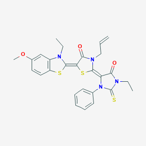 3-allyl-5-(3-ethyl-5-methoxy-1,3-benzothiazol-2(3H)-ylidene)-2-(1-ethyl-5-oxo-3-phenyl-2-thioxo-4-imidazolidinylidene)-1,3-thiazolidin-4-one