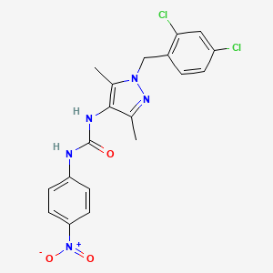 molecular formula C19H17Cl2N5O3 B4129693 N-[1-(2,4-dichlorobenzyl)-3,5-dimethyl-1H-pyrazol-4-yl]-N'-(4-nitrophenyl)urea 