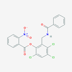 molecular formula C21H13Cl3N2O5 B412971 2-[(Benzoylamino)methyl]-3,4,6-trichlorophenyl 2-nitrobenzoate 