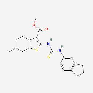 molecular formula C21H24N2O2S2 B4129725 methyl 2-{[(2,3-dihydro-1H-inden-5-ylamino)carbonothioyl]amino}-6-methyl-4,5,6,7-tetrahydro-1-benzothiophene-3-carboxylate 