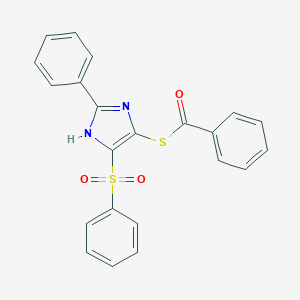 molecular formula C22H16N2O3S2 B412973 S-(2-苯基-4-(苯磺酰基)-1H-咪唑-5-基)苯并噻唑酸酯 CAS No. 164398-62-3