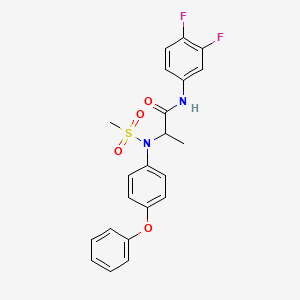 molecular formula C22H20F2N2O4S B4129734 N~1~-(3,4-difluorophenyl)-N~2~-(methylsulfonyl)-N~2~-(4-phenoxyphenyl)alaninamide 